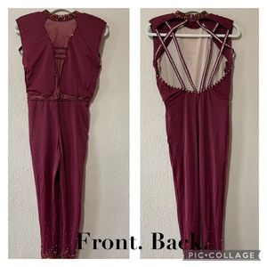 Adult large burgundy customized dance costume.